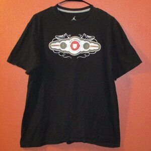 Jordan Air Woman Large Black White Red Graphic Short Sleeve Basketball Shirt